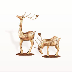 Iron Painted Deer Candle Stand (Set of 2)