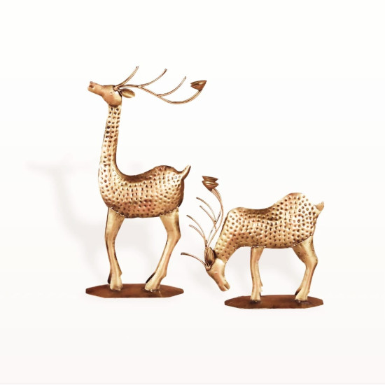 Iron Painted Deer Candle Stand (Set of 2)