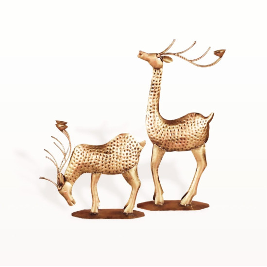 Iron Painted Deer Candle Stand (Set of 2)