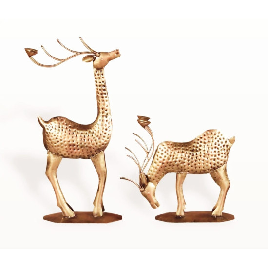 Iron Painted Deer Candle Stand (Set of 2)