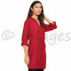 Short Collar V Neck Kurta Top with Foldover Sleeves