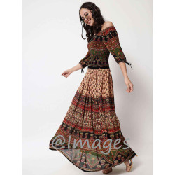 Garnet / Cream Rayon Dress