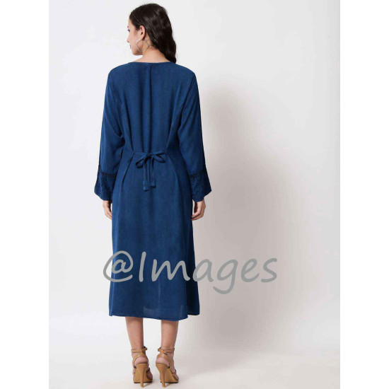 Ultramarine Blue Embroidded Long Dress