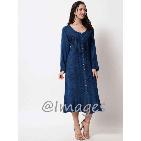 Ultramarine Blue Embroidded Long Dress