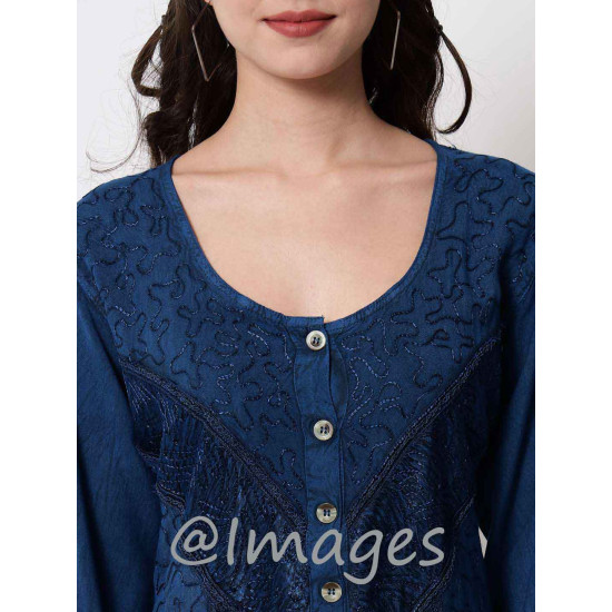 Ultramarine Blue Embroidded Long Dress