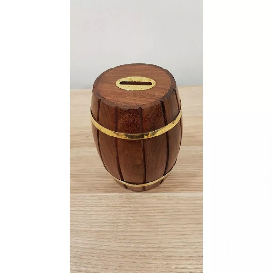 Wooden Money Box Barrel